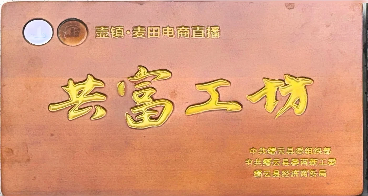 壶镇麦田电商直播共富工坊原始牌匾